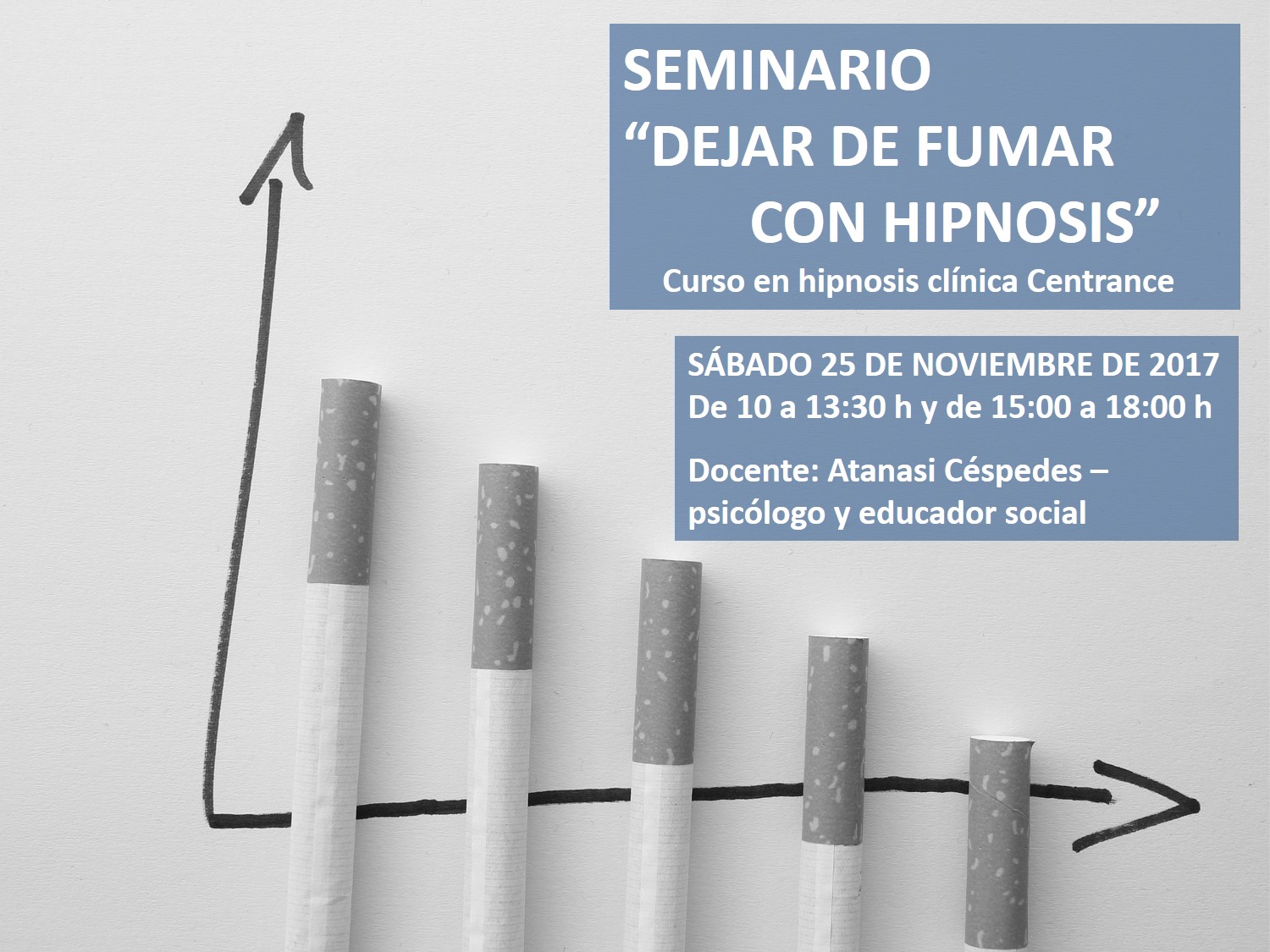 Poster Seminario "Dejar de fumar con hipnosis" en Medhipnosis