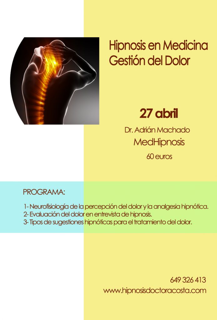 Seminario "Hipnosis en Medicina: Gestión del dolor" con el Dr. Adrián Machado en Medhipnosis (Barcelona)